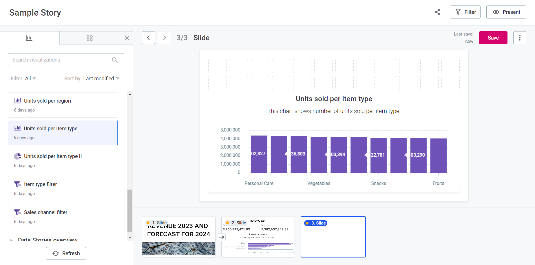 stories add manage visualizations