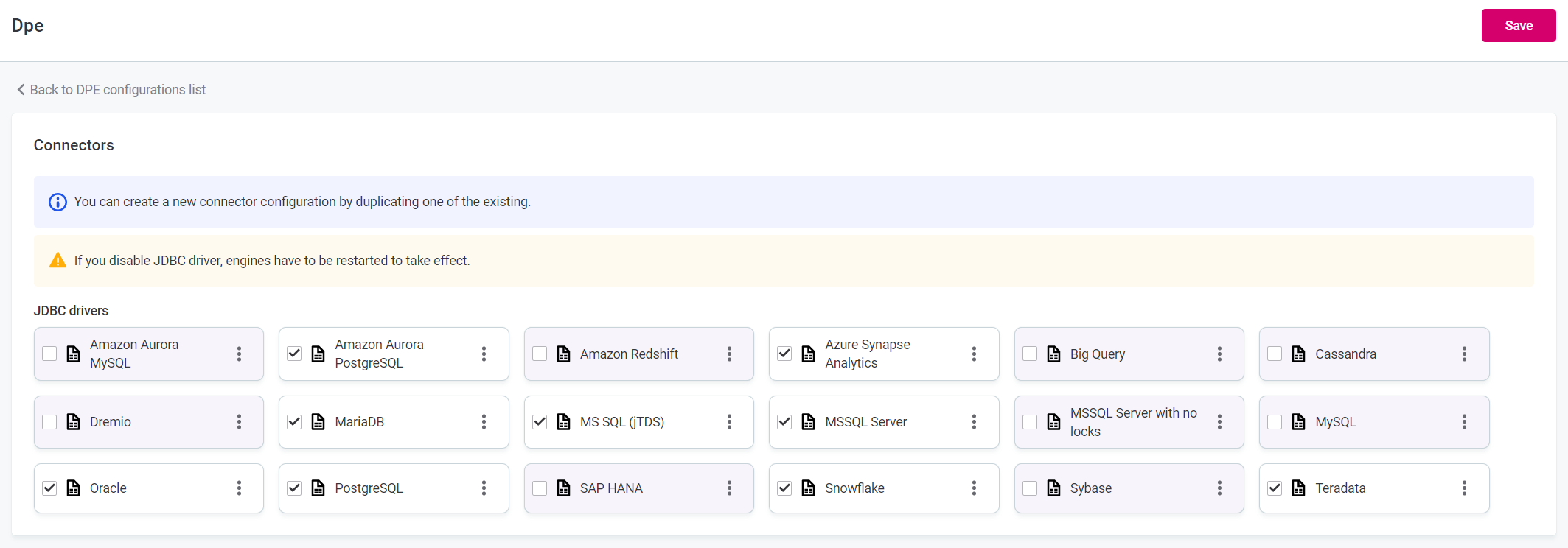 Configure drivers