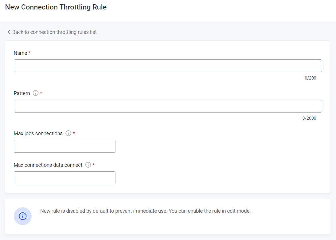 Create connection throttling rule