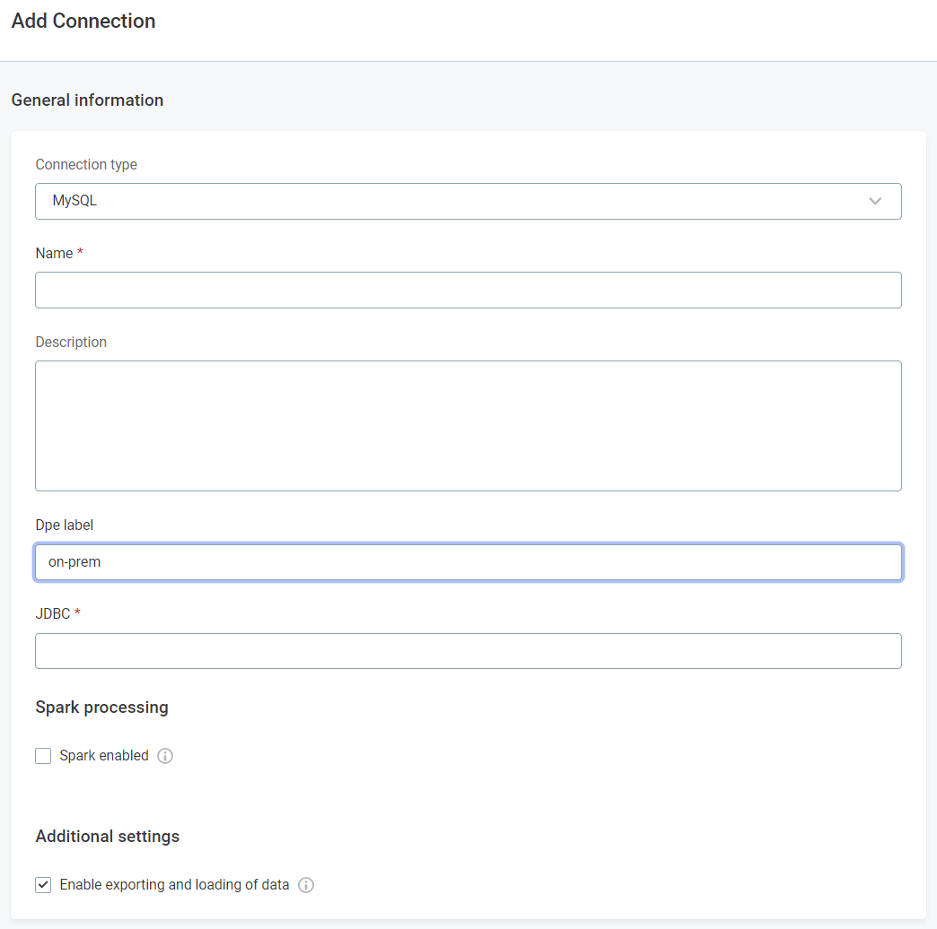 DPE label in connection configuration