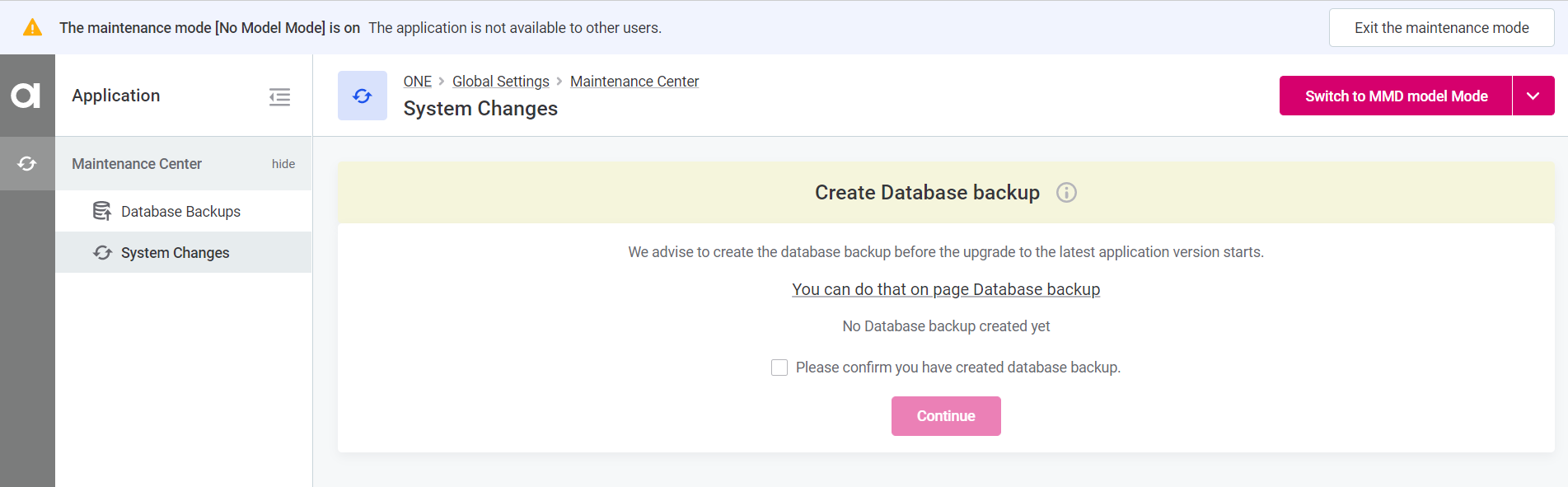 System changes No Model Mode