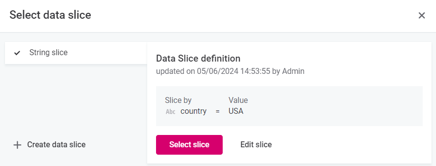 Select data slice