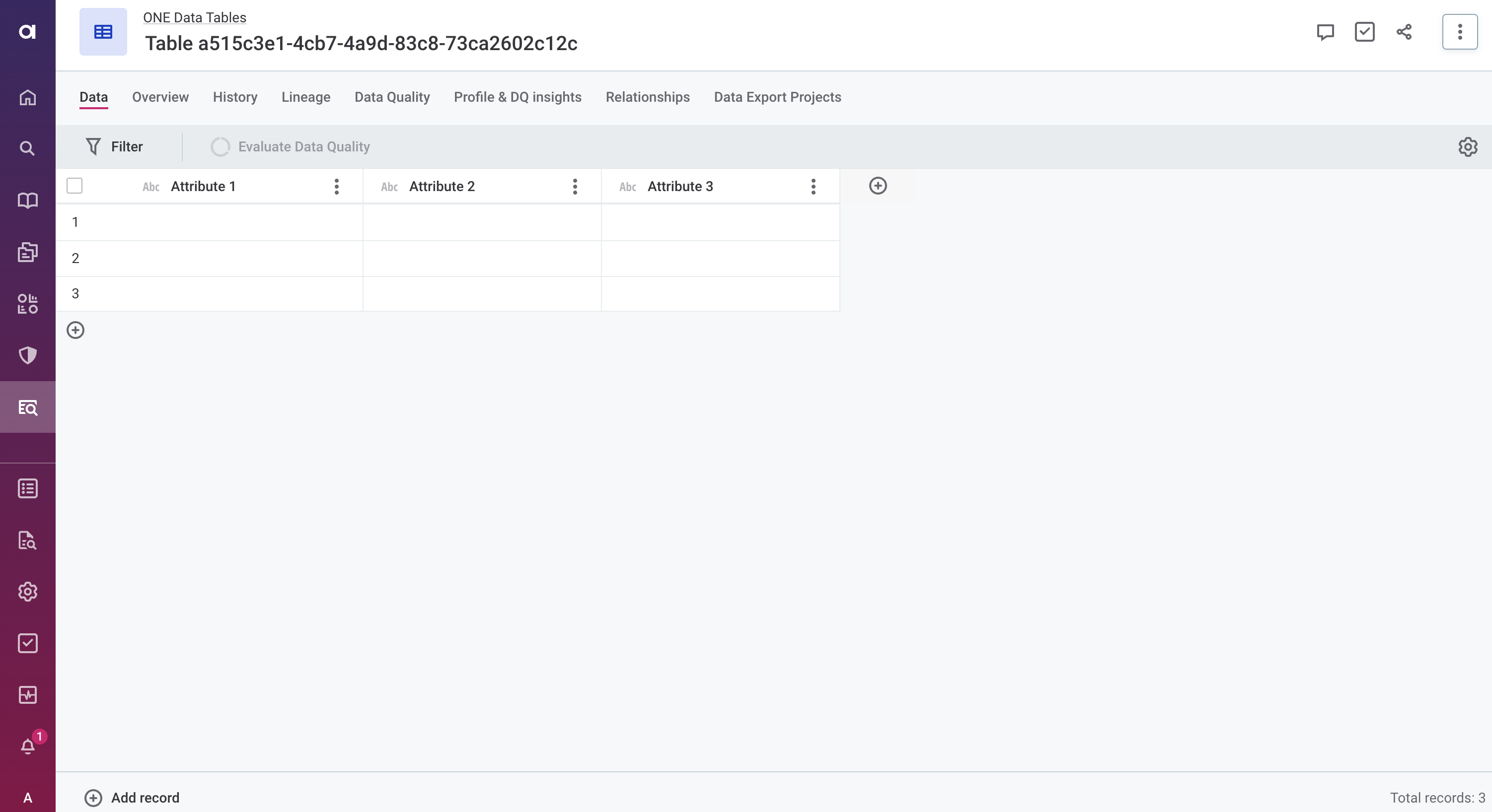 Create table template