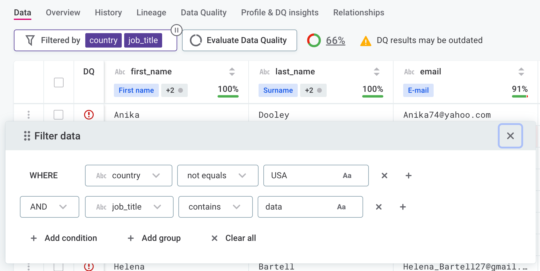 ataccama 14.1.0 release notes get oriented with one data filters