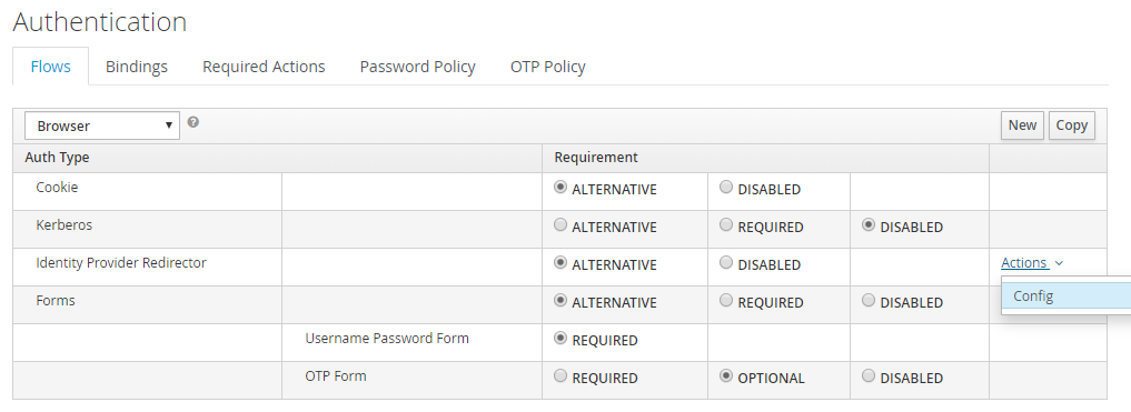 Configure actions