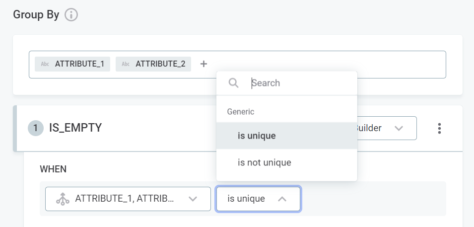 Aggregated group condition options