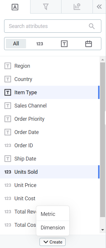 create custom attributes create dimension metric button