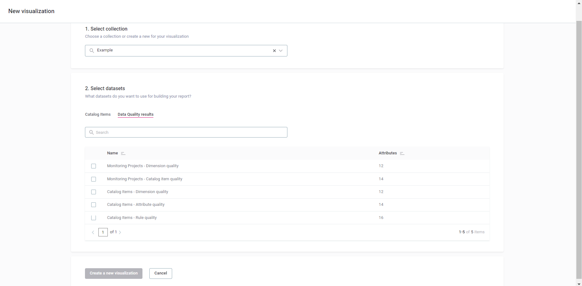 visualizations create a visualization data quality results wizard