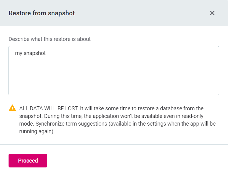 Restore from snapsho