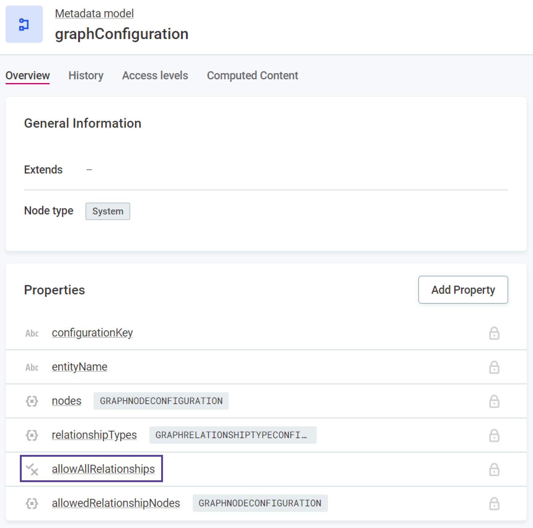 Boolean property type example configuration