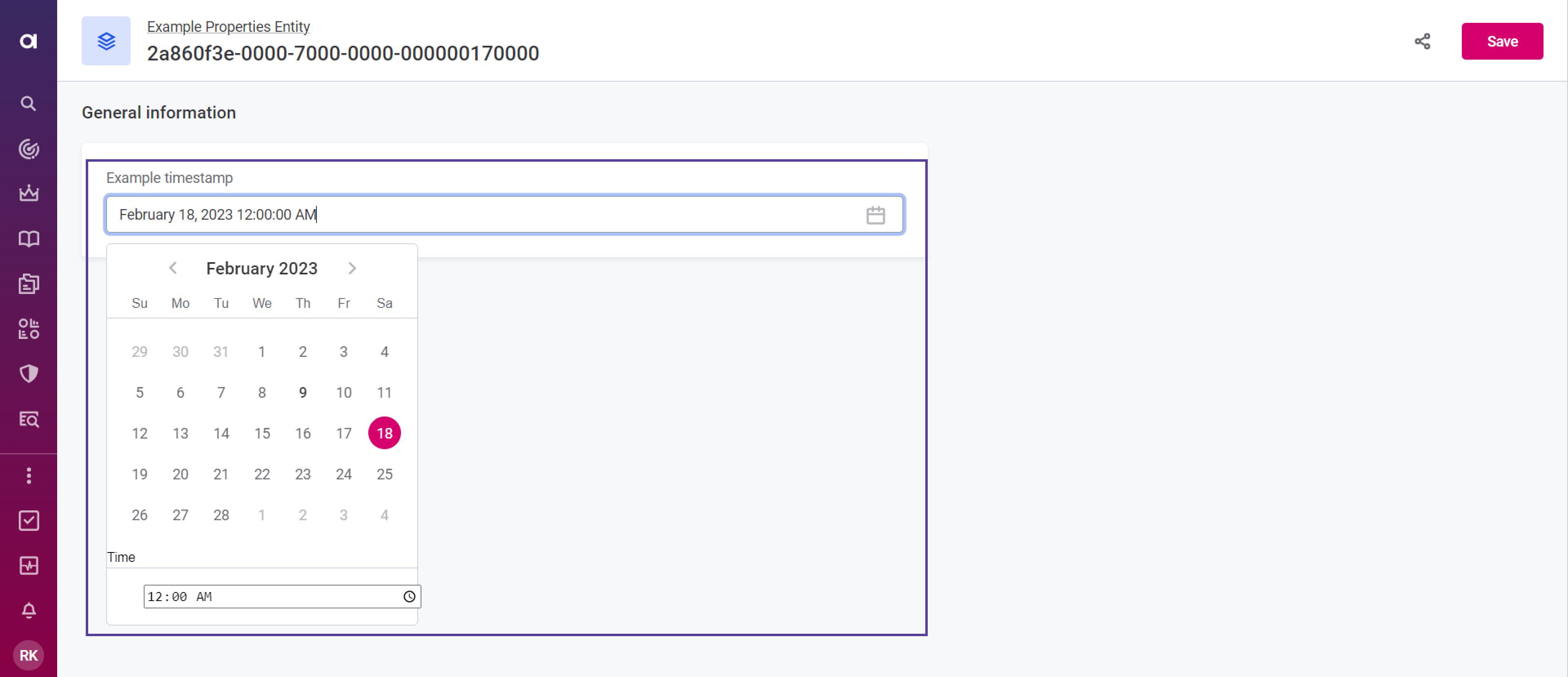 Timestamp property type example result 03