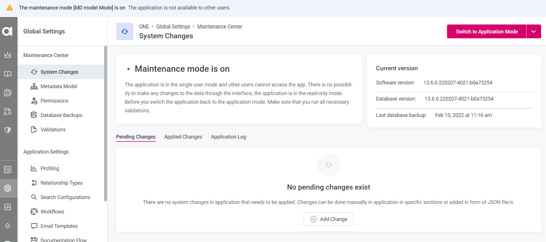 MD model mode overview