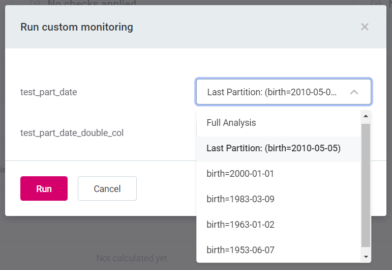 Run monitoring project on partition