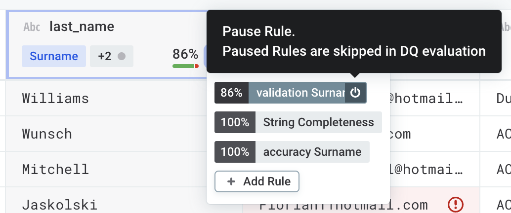 Apply DQ rule directly to attribute