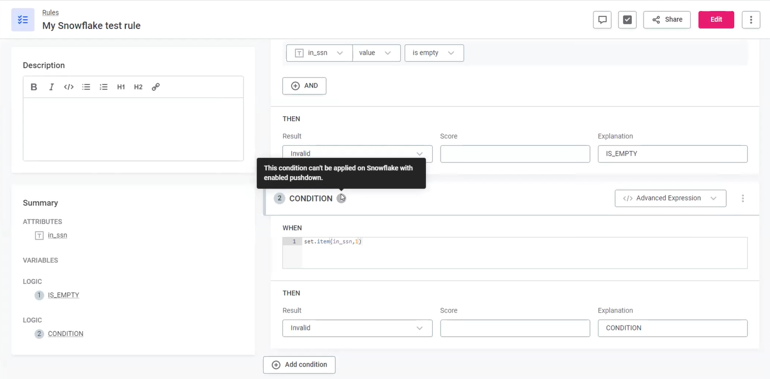 Pushdown processing not supported