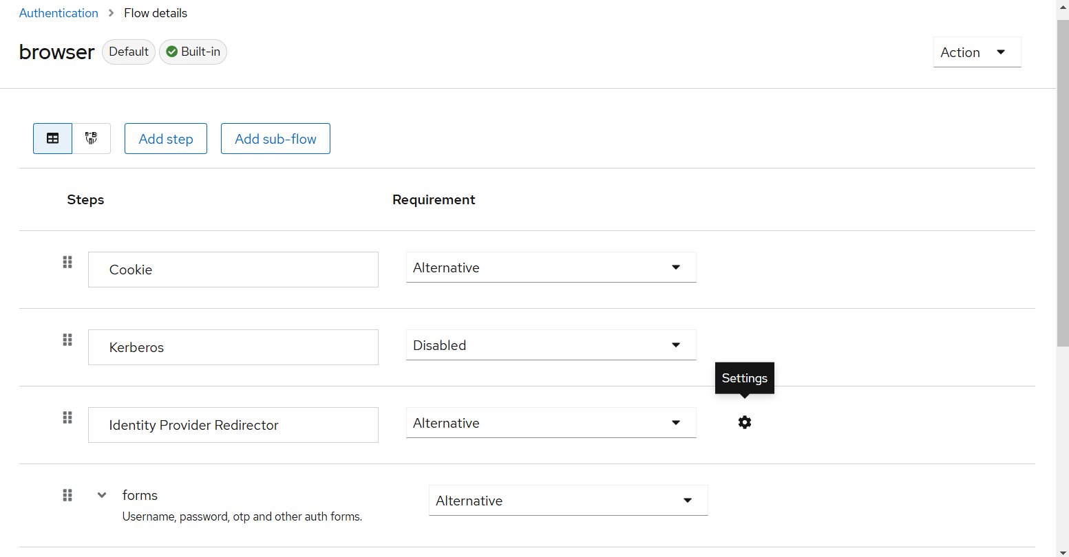 Configure actions