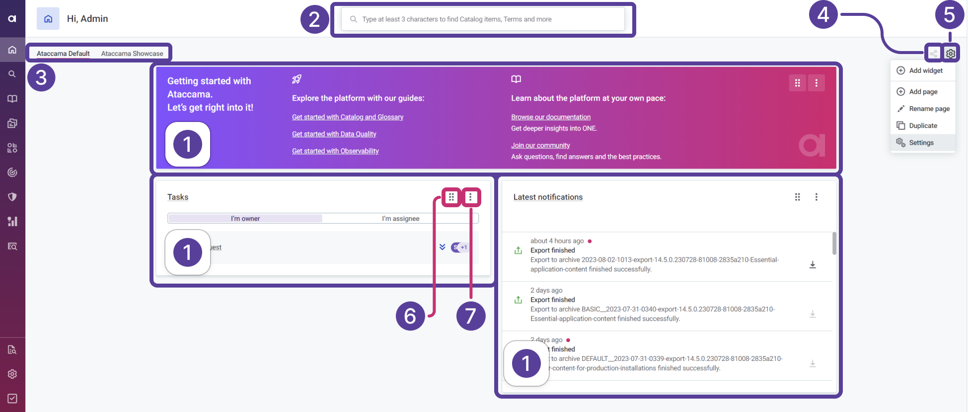 Home page elements overview