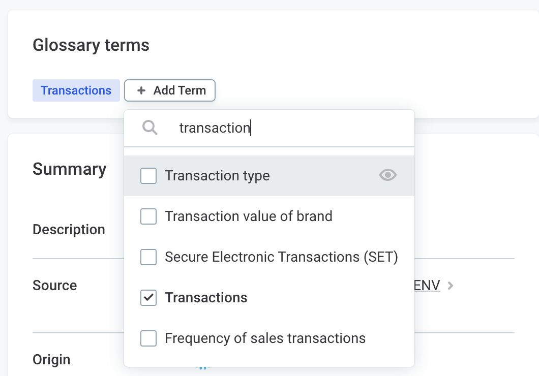 Add term to asset