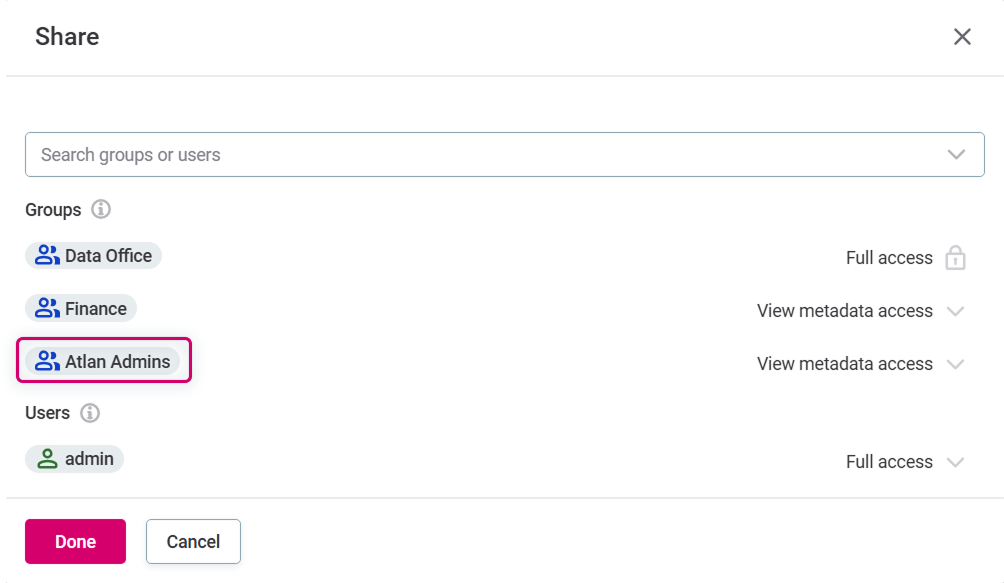 Source shared with Atlan Admins
