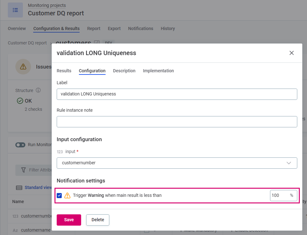 Rule instance notification
