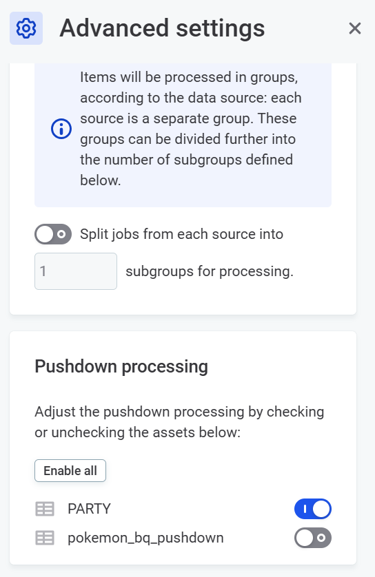 enable or disable pushdown in monitoring project