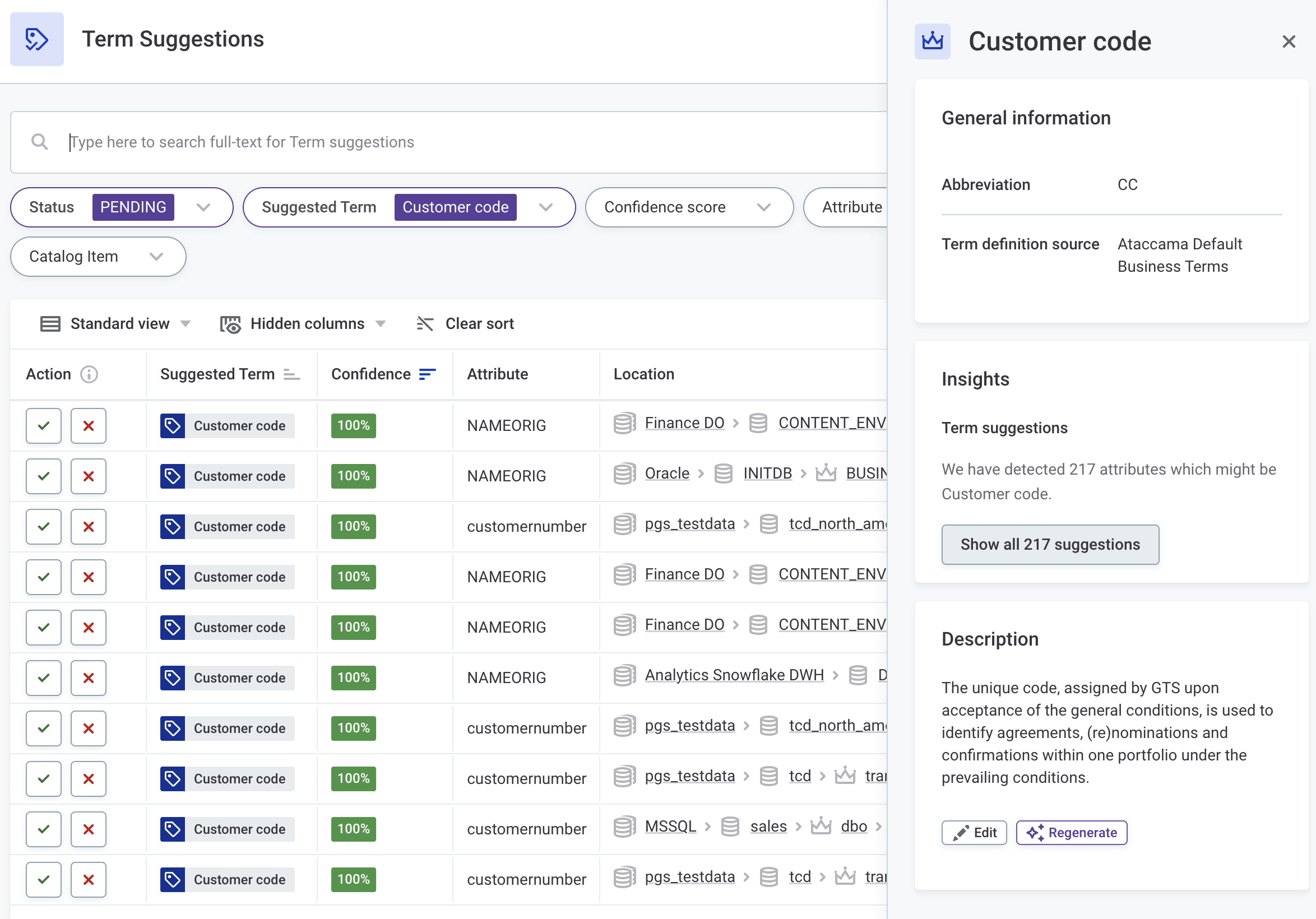 Term suggestions filtered by term