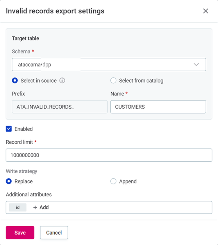 Export configuration for pushdown processing