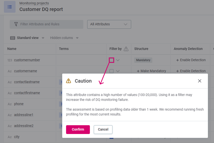 Filter validation