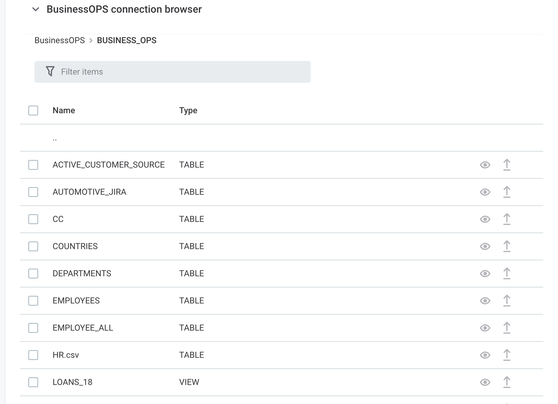 Connections tab