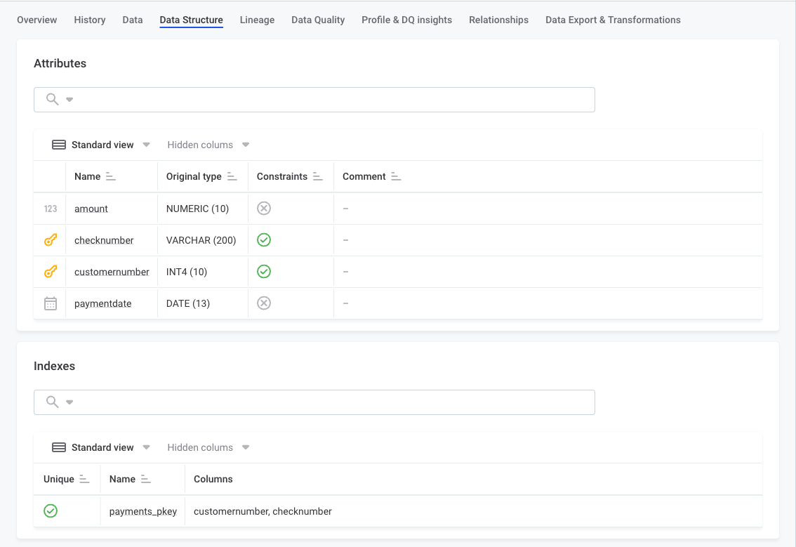 Data Structure tab