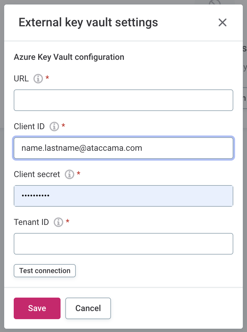 Azure Key Vault connection