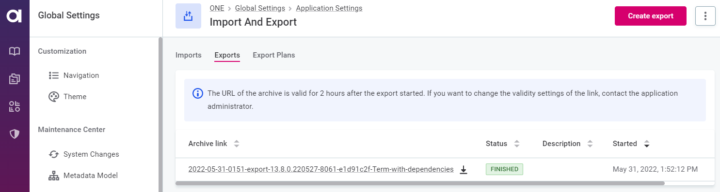 Download export
