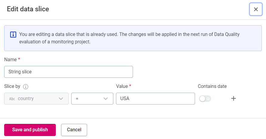 Data slice in use