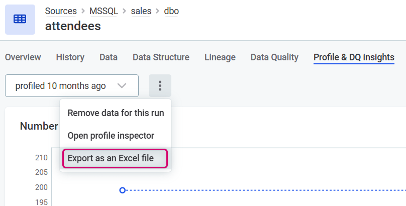 Select Export as an Excel file