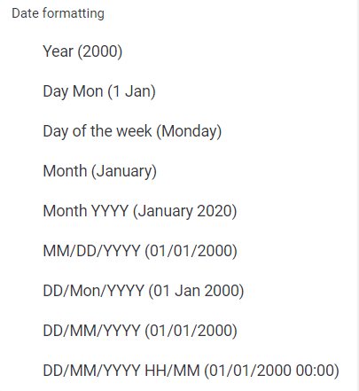 format your values date formatting
