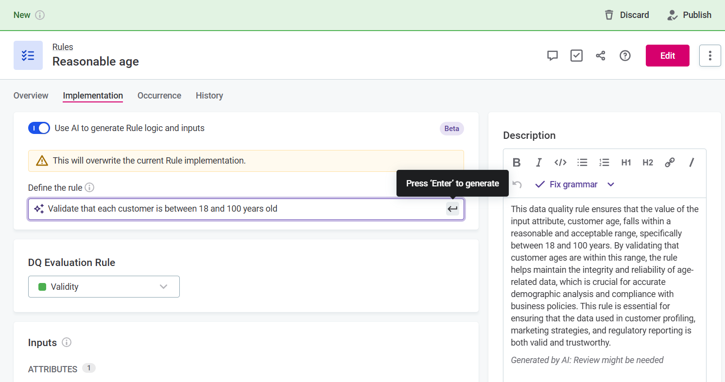 Generate full rule implementations using AI