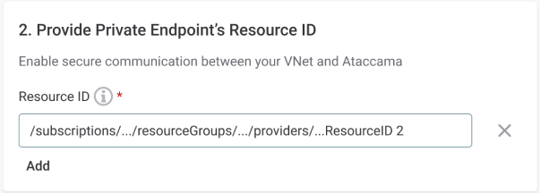 Edit connectivity - Private Endpoint Resource ID