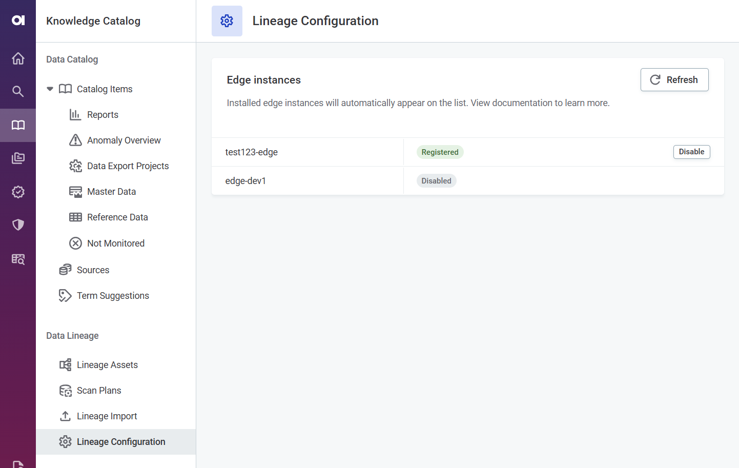 Edge instances list
