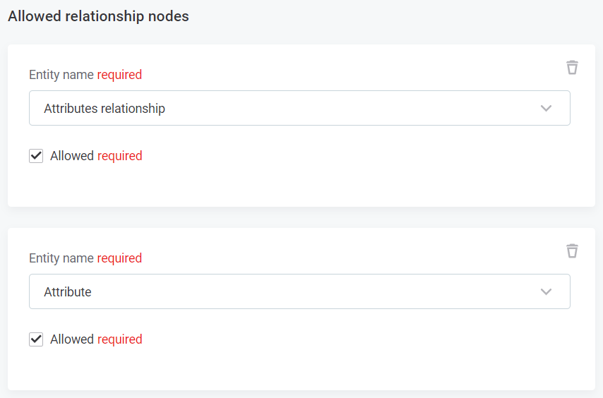 Allowed relationship nodes