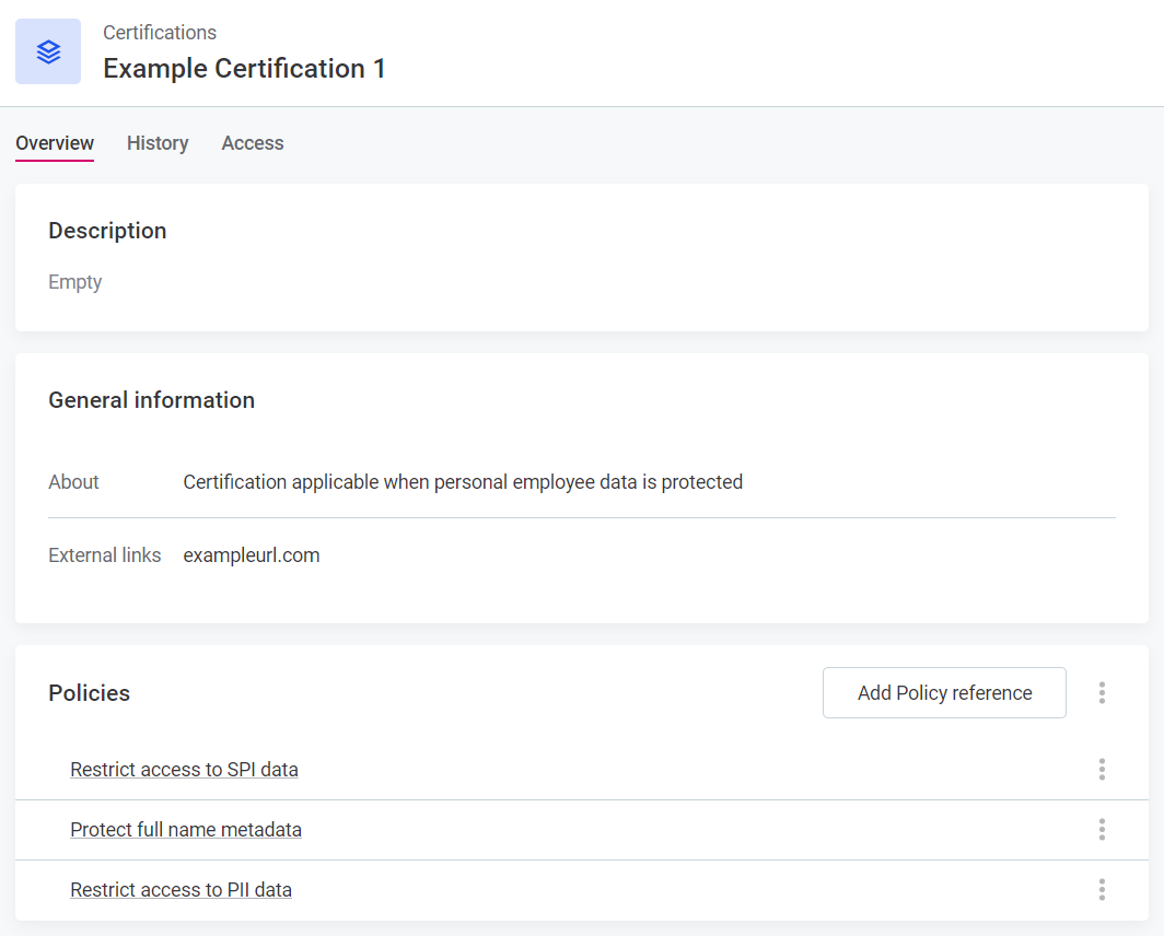 new certification detailed view