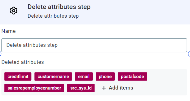 configure delete attributes step
