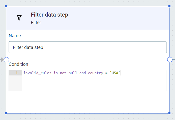 configure filter data step