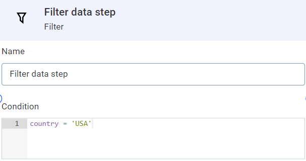 configure filter data step
