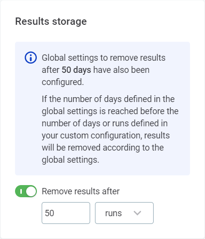 Notification — global retention settings configured