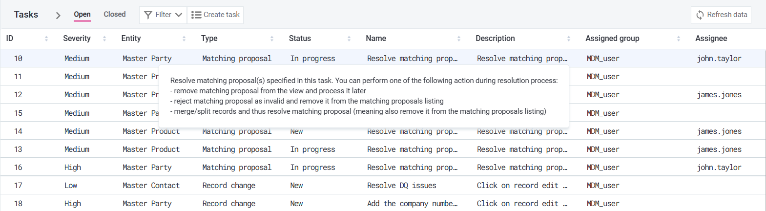 Task description example