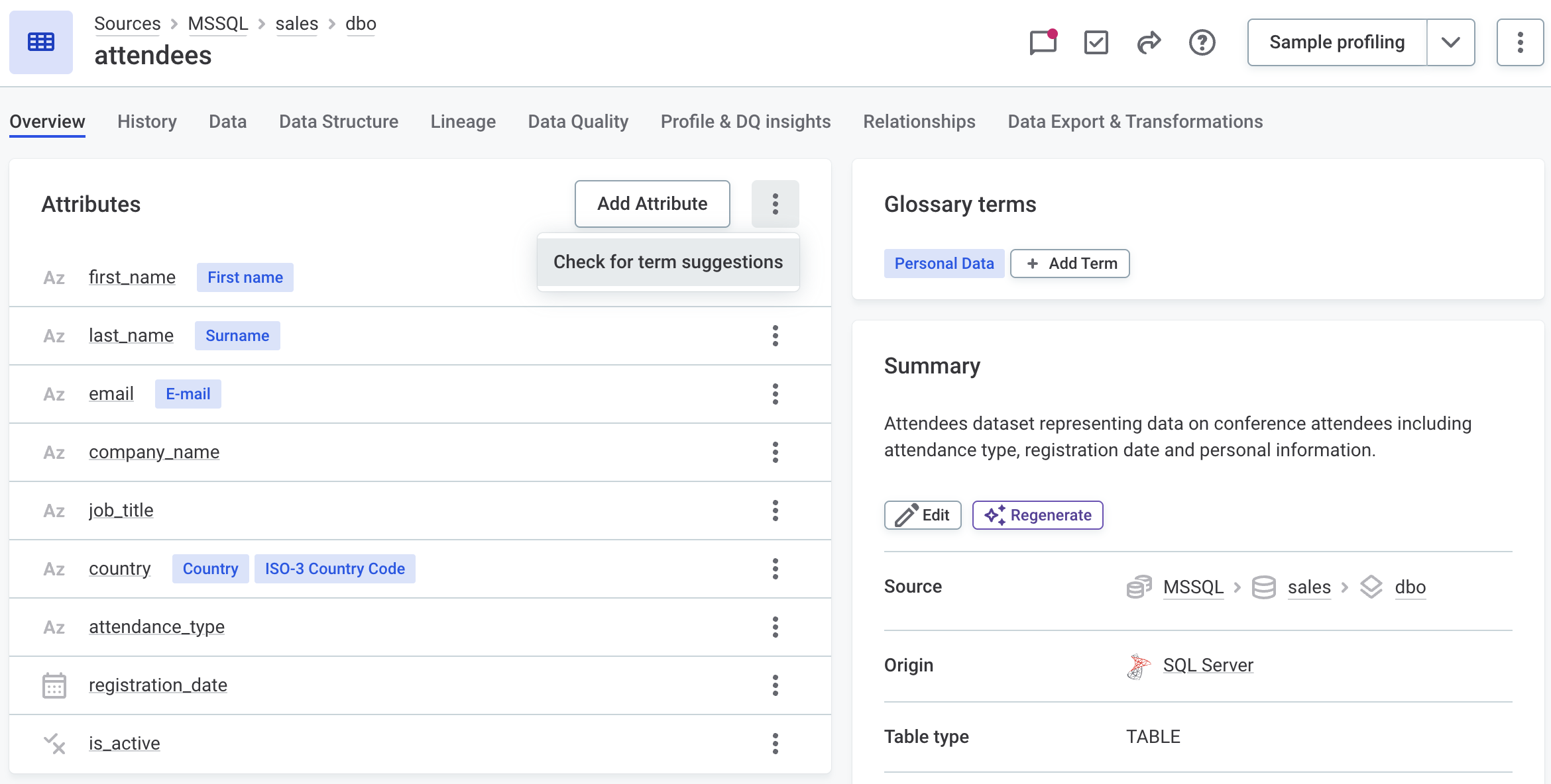 Check for term suggestions