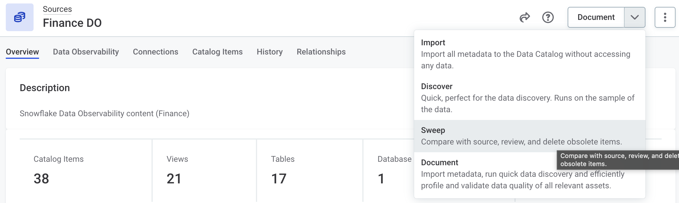 Sweep documentation flow