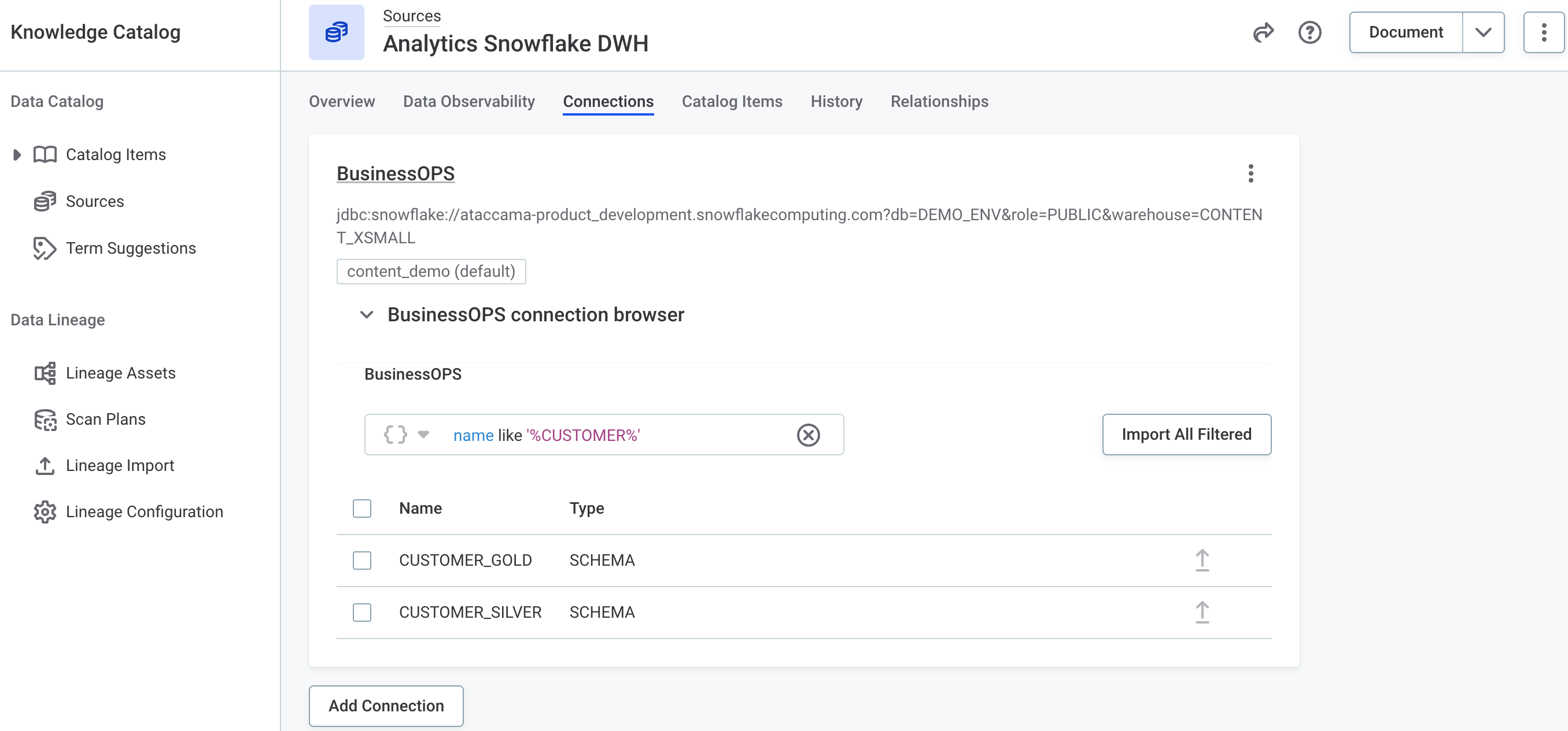 Bulk-import filtered catalog items with AQL