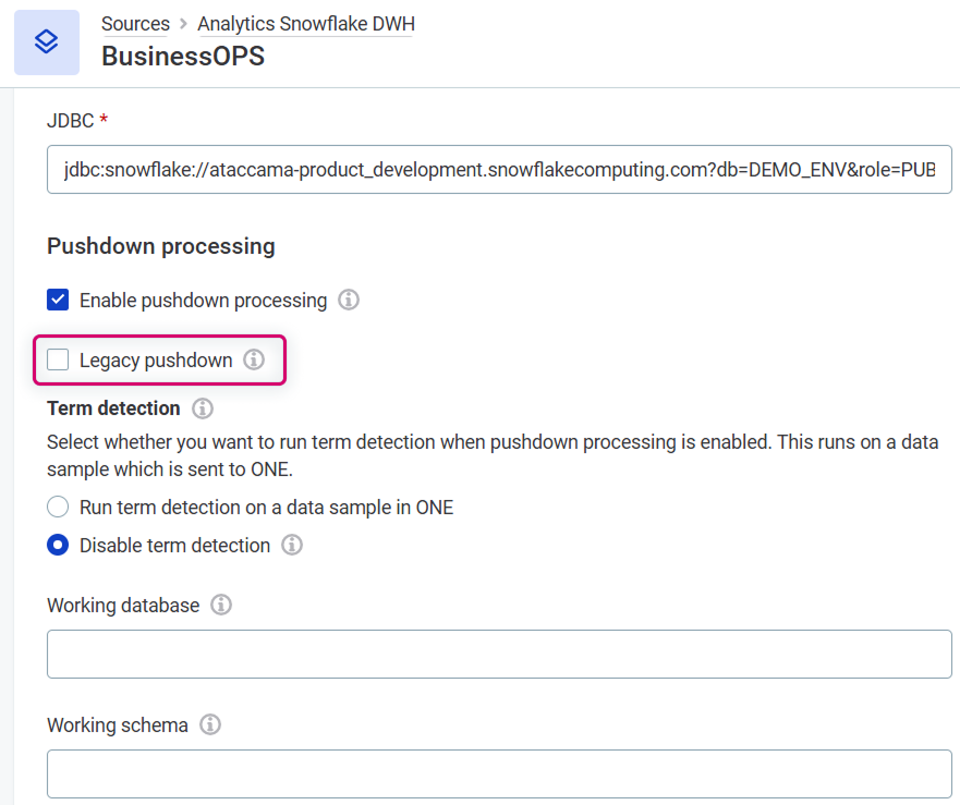 New Snowflake pushdown processing