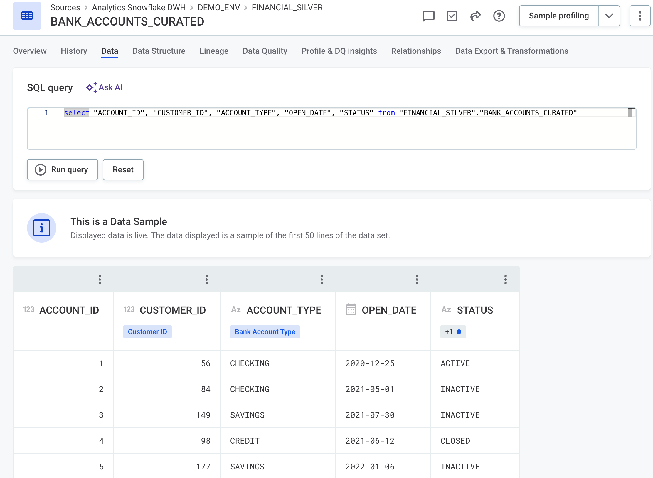 Query live data with SQL
